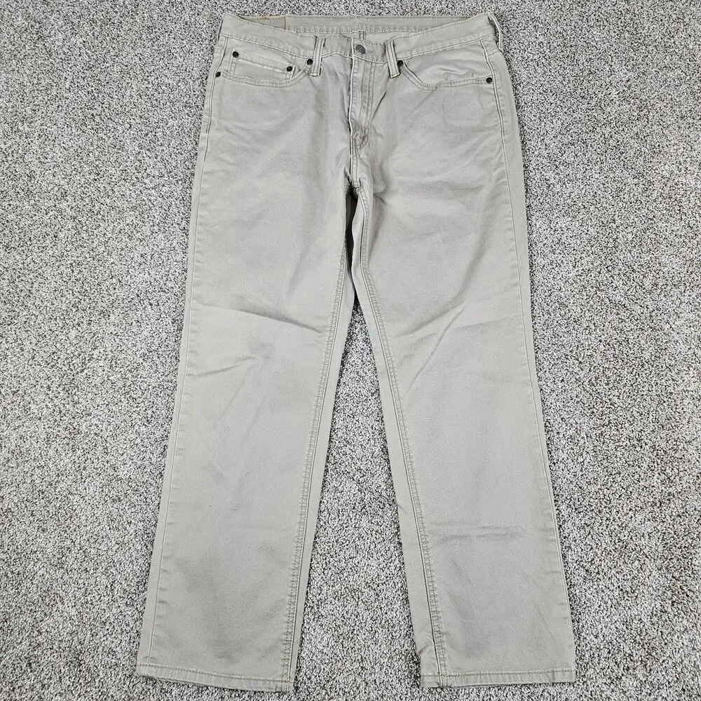 Levis 541 Jeans Mens 35x28 Khaki Athletic Tapered Stretch Workwear American